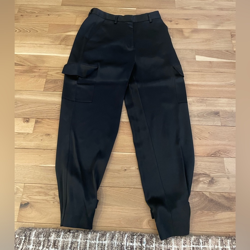Aritzia Babaton Black Silk Moto Pants size 6
